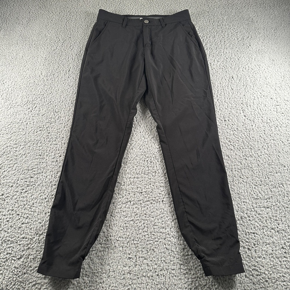 PRIMO Pants Mens 29 Black Jogger Slim Tapered Ankle Zip Stretch Golf Pockets
